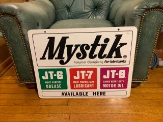 Rare Mystic Grease Oil Gas Advertising Sign Double Sided