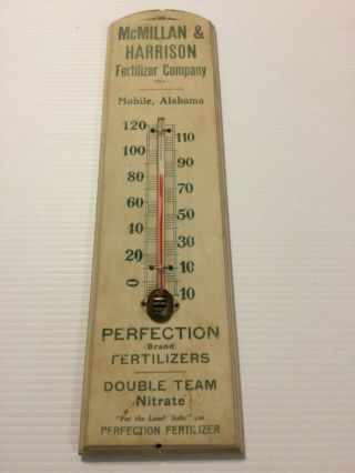 1890’s - 1900’s Mcmillian & Harrison Fertilizer Co.  Mobile,  Alabama Thermometer