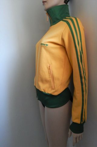 Adidas Vintage 80s Track Jacket Green Yellow 3 Stripes Oldschool Size Small