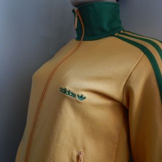 ADIDAS VINTAGE 80s TRACK JACKET GREEN YELLOW 3 STRIPES OLDSCHOOL SIZE SMALL 2