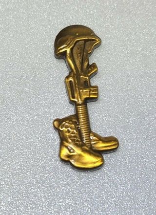 Fallen Soldier Bronze Pin - Military Veteran Biker Vfw Jacket Vest Hat Pin - Euc