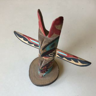 Hand Carved Painted Small Thunderbird Totem Figurine Chief Lelooska Kalama WA 2