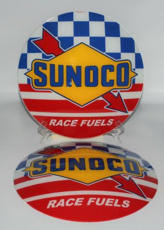 Sunoco Race Fuels - 13.  5 " Gas Pump Globe Glass Faces Set Of Two