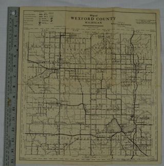 Vintage 1949 Wexford County Road Commission Map W.  S.  Mcalpine Company Highway