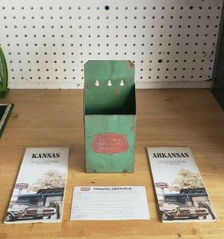 Texaco Touring Service Map Rack Holder W Maps & Rare Travel Service Request Card