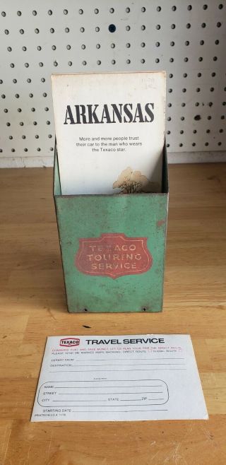 Texaco Touring Service Map Rack Holder w Maps & Rare Travel Service Request Card 2