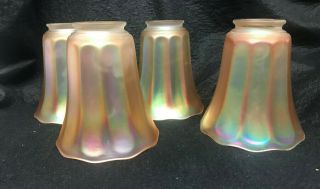 Set Of 4 Carnival Glass Marigold Chandelier Shades 6 "