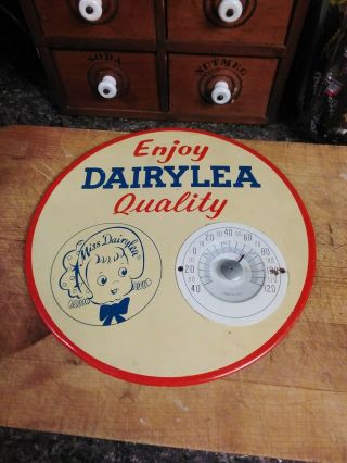 Rare Dairylea 9 " Round Advertising Thermometer,  Enjoy Dairylea Quality Metal