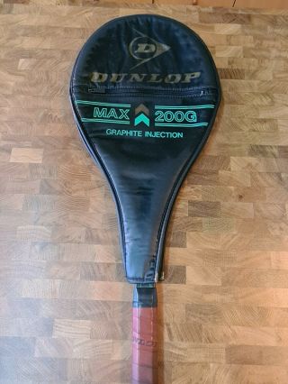 Vintage Dunlop Max 200g Pro Graphite Injection Tennis Racket W/case John Mcenroe