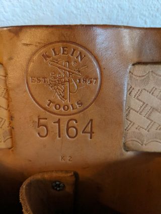 Vintage Klein 5164 8 Pocket Leather Electrician Lineman Tool Pouch With Belt