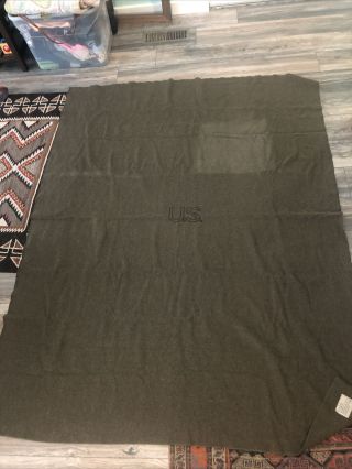 Vintage U.  S.  Army 100 Wool Blanket Wwii/korea Era 80 X 62