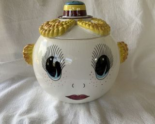 Vtg 40s 50s Royal Sealy Google Eye Pixie Cookie Jar? Covered Kitschy Googly