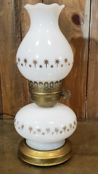 Vintage Mid Century Modern Atomic Starburst Star Lamp Duel Light Milk Glass