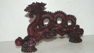 Budda 181 Chinese Feng Shui Red Resin Dragon Figurine Statue 12” Long -