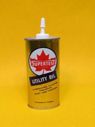 " Supertest " Vintage Supertest Oil Can Utility 4 Oz.  Full Handy Oiler Tin C9.  5,