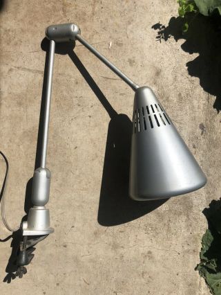 Vintage Industrial Swivelier Desk Lamp Clamp On Work Light,  Signed