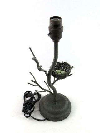 Rustic Tree Branch Table Lamp Bird Nest Eggs Bedside Metal No Shade