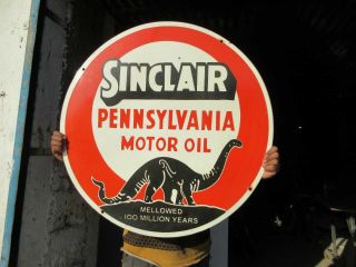 Porcelain Sinclair Pennsylvania Enamel Sign Size 30 " Inch Round