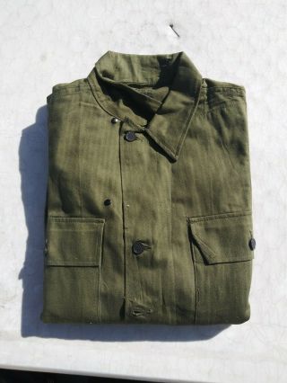 Ww2 Us Army 13 Star Button Hbt Combat Shirt Od - 7 Size 42r - May 1945 - Nos