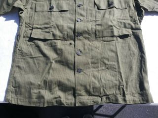 WW2 US Army 13 Star Button HBT Combat Shirt OD - 7 Size 42R - May 1945 - NOS 4