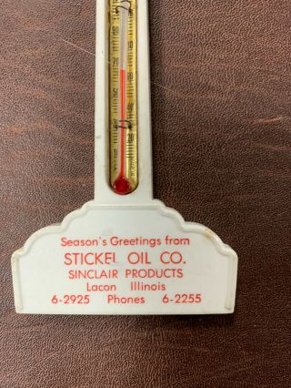 1950 ' s SINCLAIR H - C GAS STATION POLE Sign Thermometer STICKEL OIL,  LACON ILL. 2