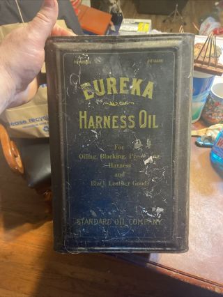 Vitage 1930’s Eureka Harness Oil 5 Gallon Can Standard Oil Indiana