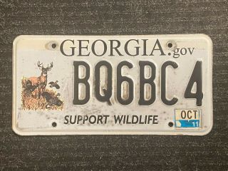 Georgia Support Wildlife - Buck Deer & Bird Illustration License Plate Bq6bc4
