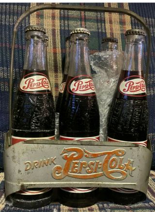 Vintage Pepsi Cola Bottles Full 6 Pack,  With Orignal Case