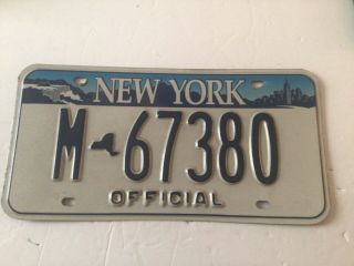 Vintage York State Blue & White “official” License Plate M - 67380