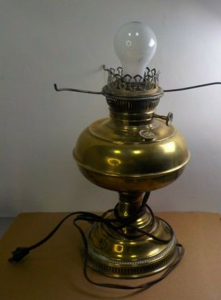 Antique Rayo Brass Oil Lamp Converted To Electric