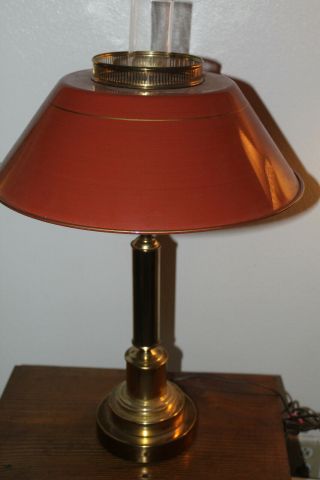 Vintage Mcm Red Orange Tole Table Lamp 25 " Metal Retro Desk Table