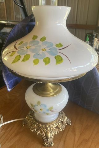 " Rare " Vintage Hurricane Lamp (accurate Casting A4181) Hand Painted 19.  5” Tall