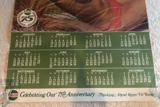 Castrol 75th Anniversary Pin Up 1974 Calendar.  Thinking Ahead Keeps Us Young