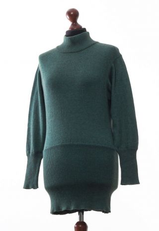 80s Vintage Women ' s JIL SANDER Sweater Jumper High Neck Green Size EU 38 US 8 3