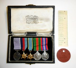 Miniature British Raf Medal Group,  Dfm,  Identified & Cased.