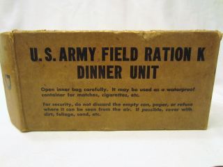Rare Wwii Us Army Field K Ration Dinner Unit Full Menu Box