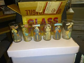 Ww2 Victory Glasses Pinup Girl Complete Set Of 6 Wwii Military
