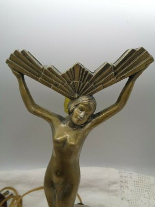 Vintage Art Deco Style Brass Nude Woman Lamp Base 2