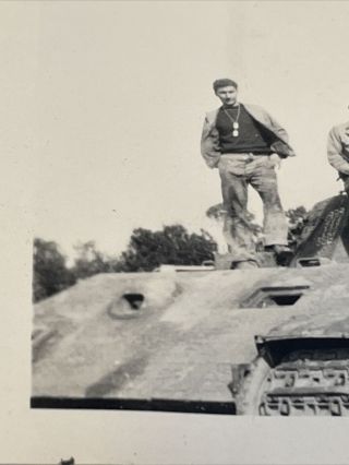 WWII Photo US German Tank Panzer Panther Armor Ko’d Captured Album Picture - AB 2