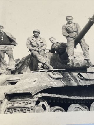 WWII Photo US German Tank Panzer Panther Armor Ko’d Captured Album Picture - AB 3