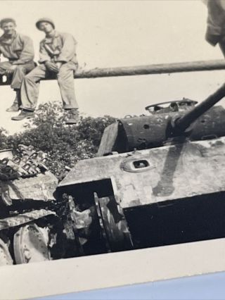 WWII Photo US German Tank Panzer Panther Armor Ko’d Captured Album Picture - AB 5