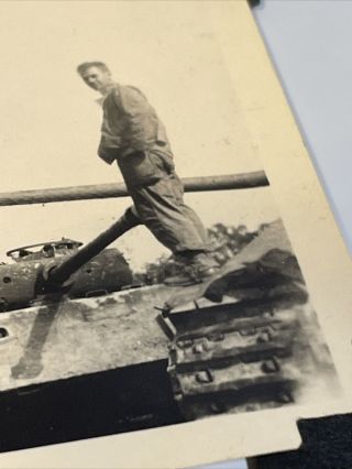 WWII Photo US German Tank Panzer Panther Armor Ko’d Captured Album Picture - AB 6