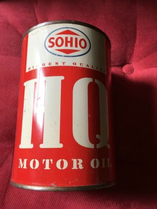One Quart Sohio Hq Motor Oil Can Empty
