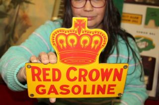 Red Crown Gasoline Standard Oil Co.  Gas Station Porcelain Metal Sign