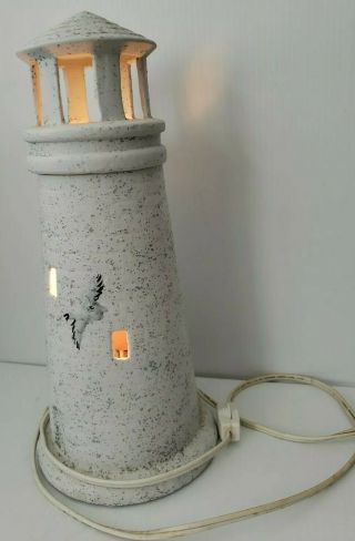 Lighthouse Accent Table Lamp Night Light 12 " Tall By Slip On In Ceramics