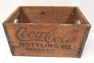 1920s - 1930s Coca Cola Bottling Fargo Nd / Flour City Mn Wooden Crate Carrier Box