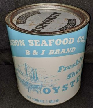 1 Gal Madison Seafood Co B&j Brand Fresh Shucked Oyster Tin Can Madison Maryland