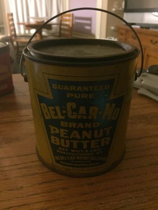Vintage Peanut Butter Advertising Tin Pail,  Bel - Car - Mo,  Belcarmo,  Grand Rapids