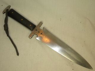 Vintage Fixed Blade Thick Full Tang Knife Dagger Hunting Wood Handle Rivet