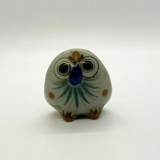 Vtg Handcrafted Ceramic Glazed Mini Owl Figurine Signed Erandi Tonala,  Mexico